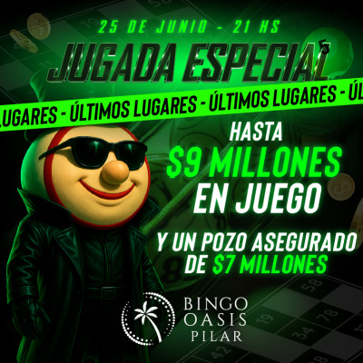 Jugada Especial de Bingo - 12 chances para ganar hasta $9.000.000 - Pozo ASEGURADO $7.000.000!!!