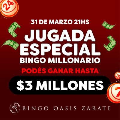Jugada Especial de Bingo - 6 chances para ganar hasta $3.000.000!!!