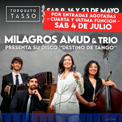 Milagros Amud & Trío presenta su disco Destino de tango