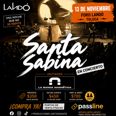 Santa Sabina en Concierto, Foro Lando, 13 Noviembre 2026