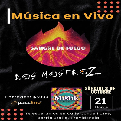 Afiche de Show en vivo Sangre de Fuego y Los Mostroz