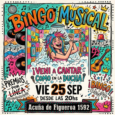 BINGO MUSICAL PARA CANTAR COMO EN LA DUCHA