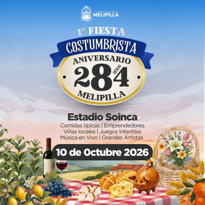 Afiche de 1° FIESTA COSTUMBRISTA ANIVERSARIO 284 AÑOS MELIPILLA - DÍA 1