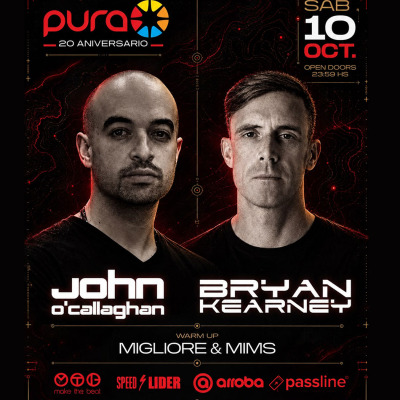 SAB. 10.10 JOHN OCALLAGHAN, BRIAN KEARNEY @ FIESTA PURA 20 AÑOS