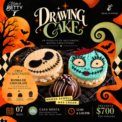 Drawing Cake: Edición el extraño mundo de Jack| Taller creativo de repostería