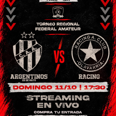 Argentinos vs. Racing | Segunda Fase Ida - Torneo Regional 2026
