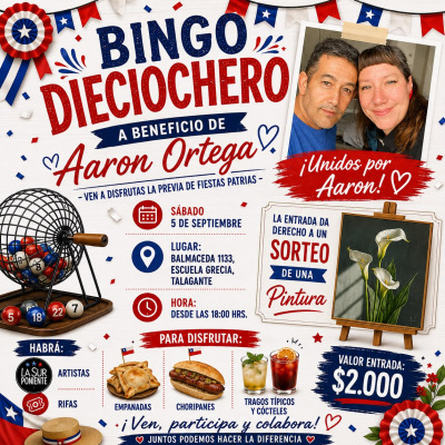 Bingo dieciochero en beneficio de Aaron Ortega