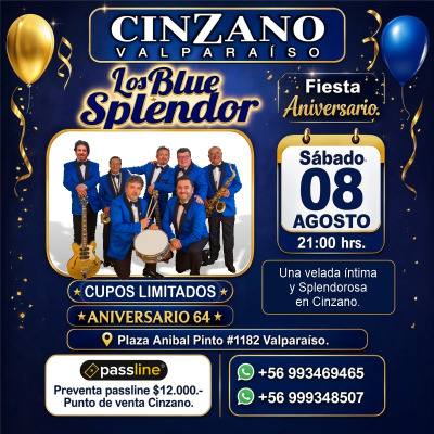 Blue Splendor Celebración Aniversario 64  en Cinzano Valparaíso