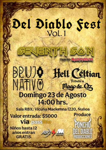 DEL DIABLO FEST VOL. 1 - TRIBUTO IRON MAIDEN SEVENTH SON, TRIBUTO MAGO DE OZ HELL CELTIAN Y BRJO NAT