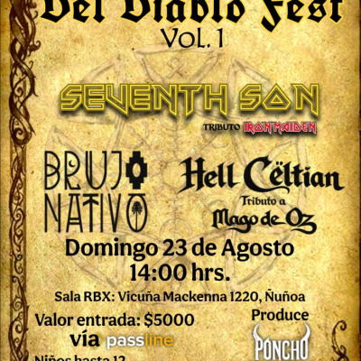 DEL DIABLO FEST VOL. 1 - TRIBUTO IRON MAIDEN SEVENTH SON, TRIBUTO MAGO DE OZ HELL CELTIAN Y BRJO NATIVO EN VIVO SALA RBX/AMSTERDAM