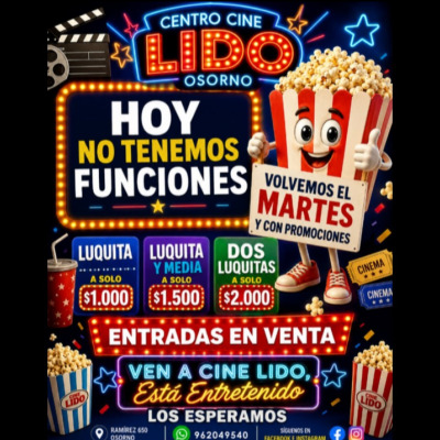 DOMINGO 11 Y LUNES 12 SIN FUNCIONES, VOLVEMOS EL MARTES 13
