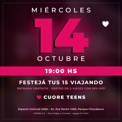 Encuentro Cuore Teens Viajes de 15 y Crucero de 15