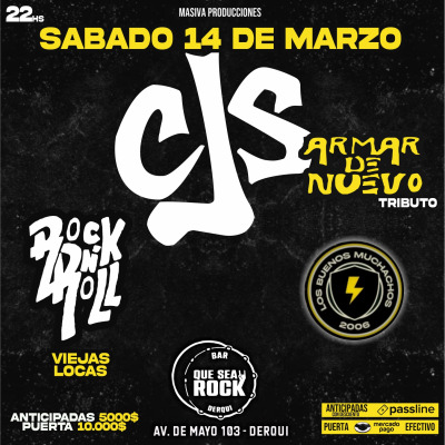 Fiesta Callejera x Armar de Nuevo + 747 Tributo a Viejas Locas + Buenos Muchachos en Que sea Rock De
