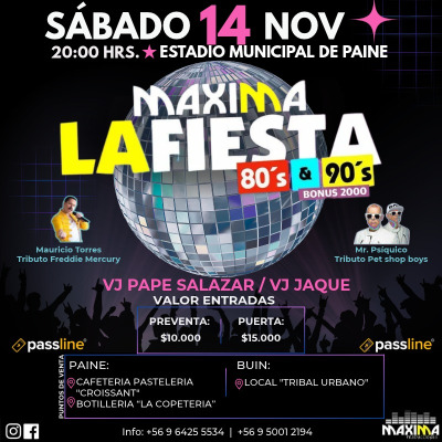 Fiesta Máxima 80 - 90s - 00