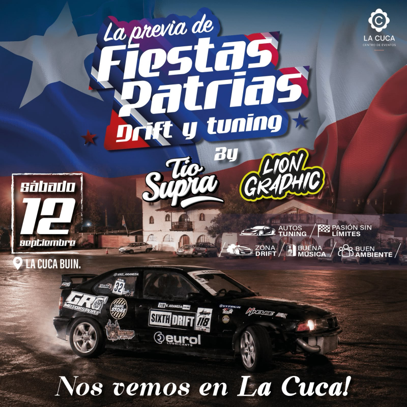 FIESTAS PATRIAS DRIFT TUNNING - Tío Supra & Lions Graphic