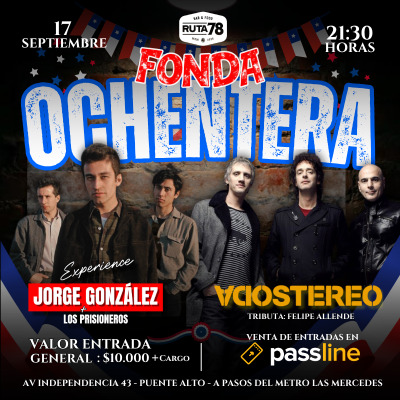 Fonda Ochentera Tributo Los Prisioneros y Soda Stereo en Ruta 78