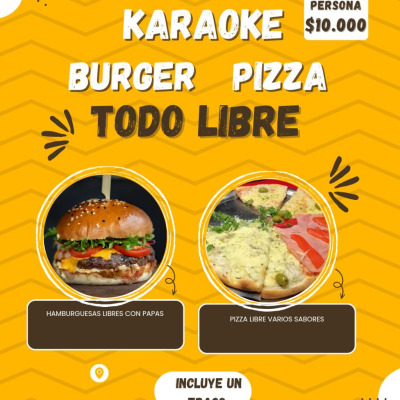 Hamburguesas libres + bebida + karaoke + 2x1 bebidas