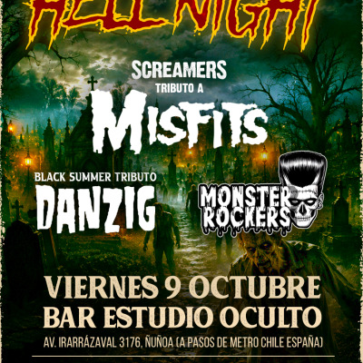 Afiche de Hell Night (tributos Misfits, Danzig y Monster Rockers)