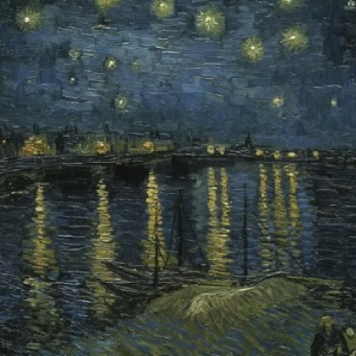 Noche Estrellada sobre el Rodano - Pintura con Vincent V.Gogh