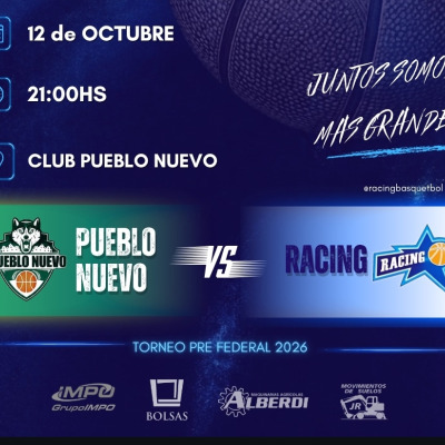 Pueblo Nuevo de Olavarría vs Racing de Olavarría - Torneo Pre Federal de Basquet 2026