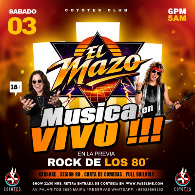 ROCK DE LOS 80´EN LA PREVIA