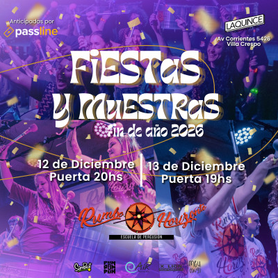RUMBO HORIZONTE PERCUSIÓN - FIESTAS Y MUESTRAS DE FIN DE AÑO - Domingo 13 de Diciembre en La Quince