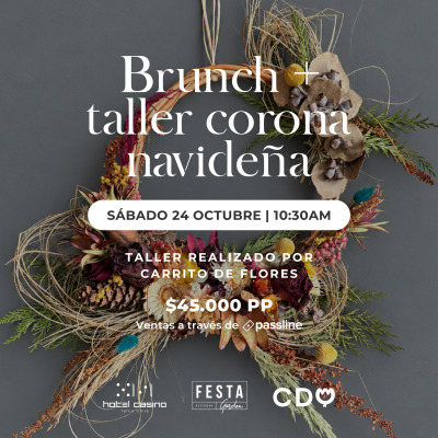 Taller Corona Navideña de Carrito de Flores + Brunch
