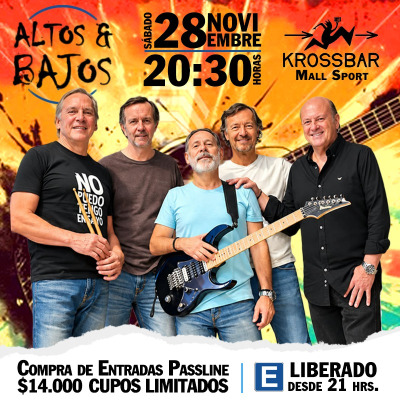Tocata Altos & Bajos en Krossbar Mallsport, sábado 28/11 20:30 horas