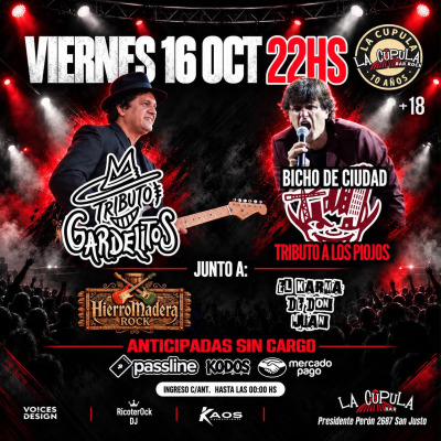 Tributo Gardelitos & Bicho de Ciudad (tributo a Los Piojos) en La Cúpula !